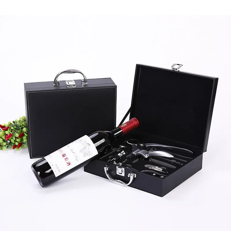 Wine Opener Rabbit Wine Corkscrew Set Bottle Opener Set With Wooden Leather Box
