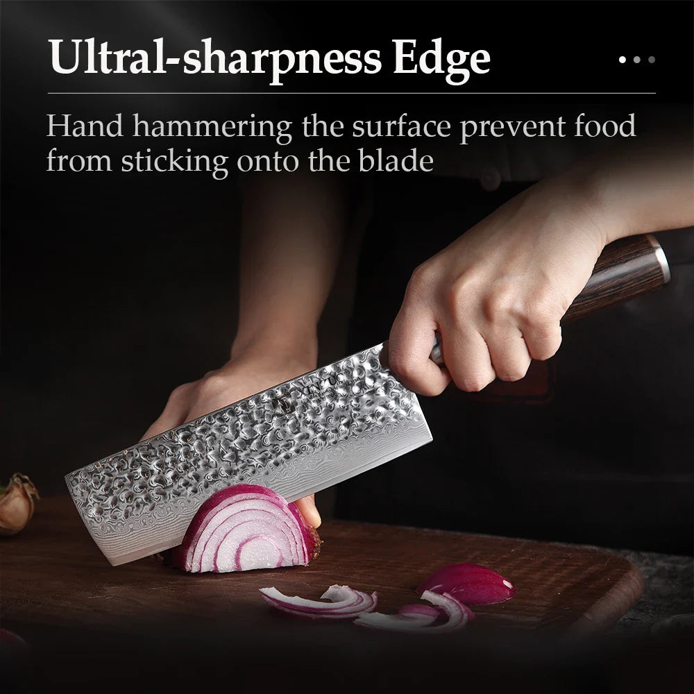 XINZUO 6.8 Inch Nakiri Knife Chef Kitchen Knife Damascus Steel Chinese Cleaver Vege Hammer Stria Cook Knives Pakka Wood Handle